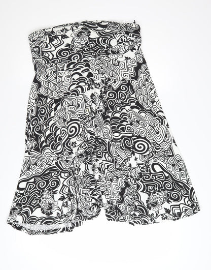 Olsen Women’s Black White Geometric A-Line Viscose Skirt Size 18