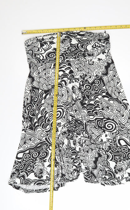 Olsen Women’s Black White Geometric A-Line Viscose Skirt Size 18
