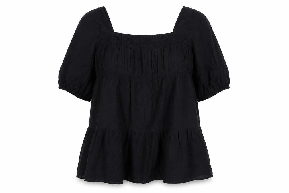 Marks & Spencer Women Black Size 20 Smocked Short Puff Sleeve Dress