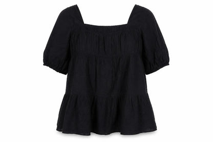 Marks & Spencer Women Black Size 20 Smocked Short Puff Sleeve Dress