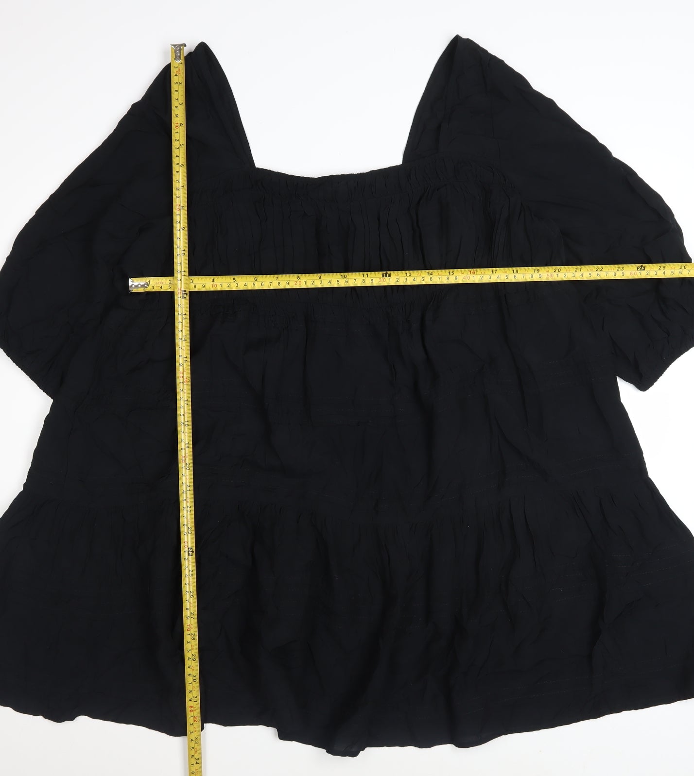 Marks and Spencer Women Black Size 20 Smocked Short Puff Sleeve Dress