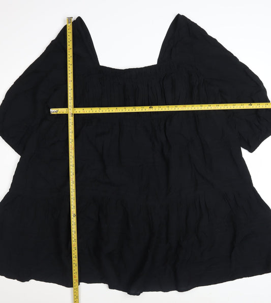 Marks and Spencer Women Black Size 20 Smocked Short Puff Sleeve Dress