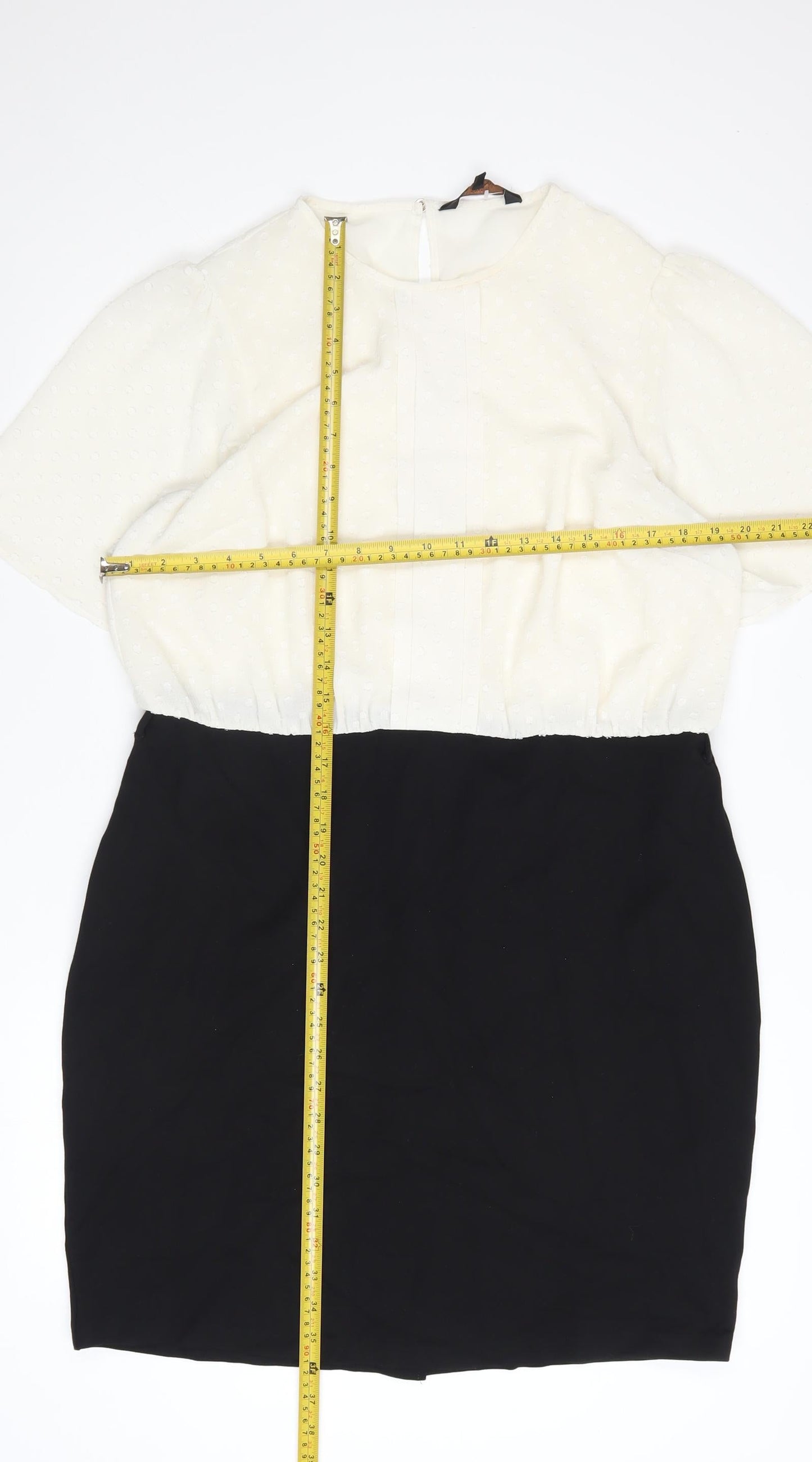 Next Women’s Black White Colourblock Shift Dress Size 18