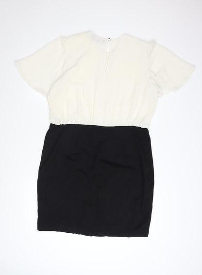 Next Women’s Black White Colourblock Shift Dress Size 18
