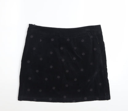 White Stuff Women's Black Corduroy Polka Dot A-Line Skirt UK 12
