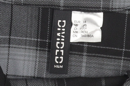 H&M Women’s Grey Check Bodycon Dress Size 6 Sleeveless Stretchy Short