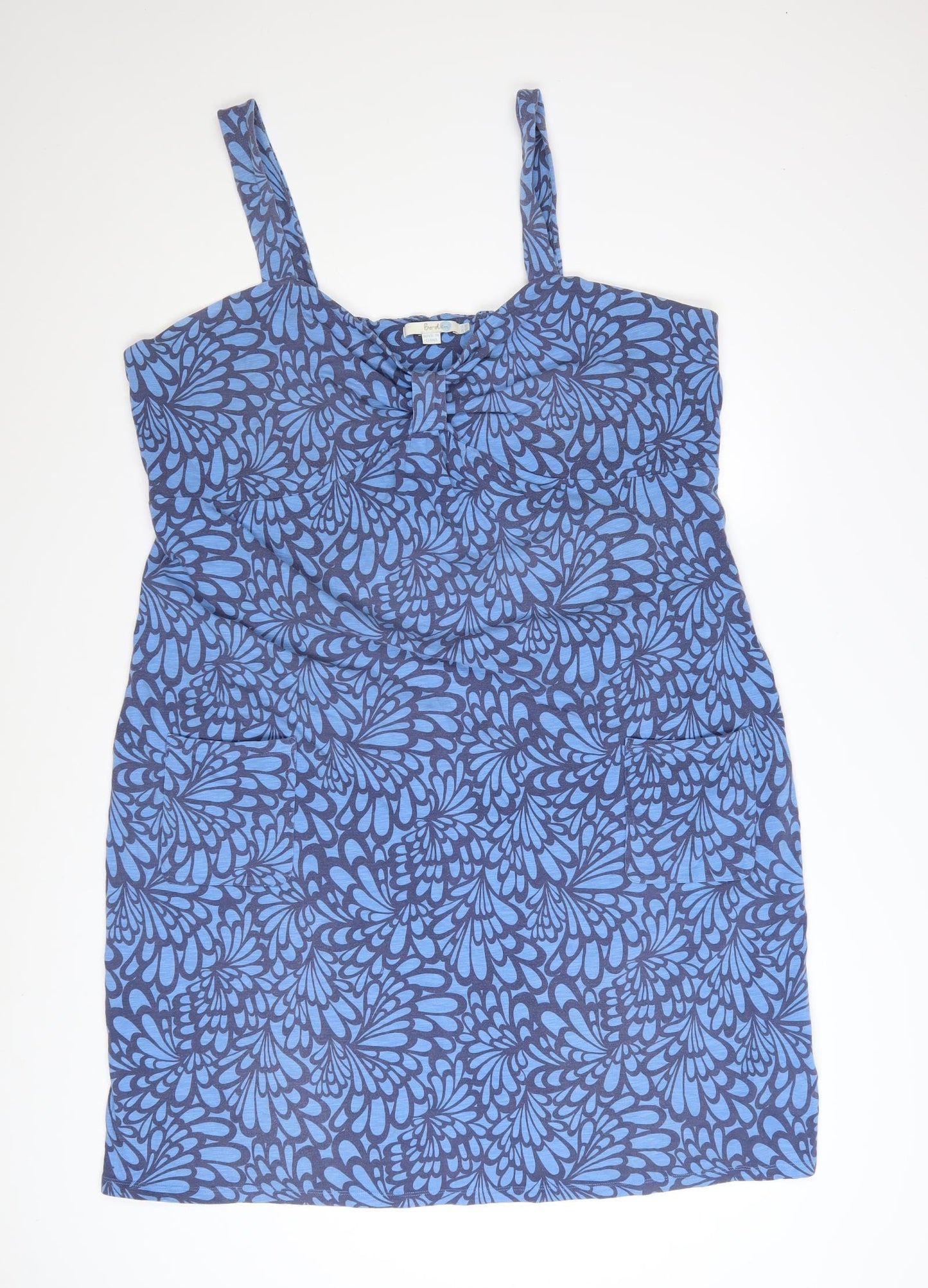 Boden Women Blue Floral Sleeveless Stretch Slip Dress Size 12