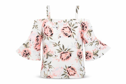 Quiz Women's White Floral Off Shoulder Bell Sleeve Blouse Size 10
