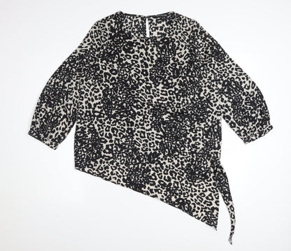 Debenhams Women's Black Animal Print Tunic Blouse Size 12