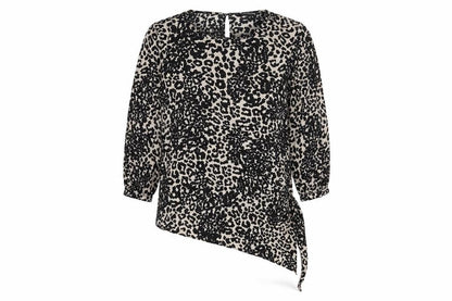 Debenhams Women's Black Animal Print Tunic Blouse Size 12