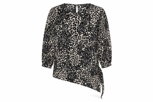 Debenhams Women's Black Animal Print Tunic Blouse Size 12