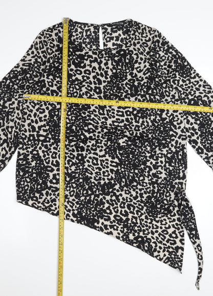 Debenhams Women's Black Animal Print Tunic Blouse Size 12
