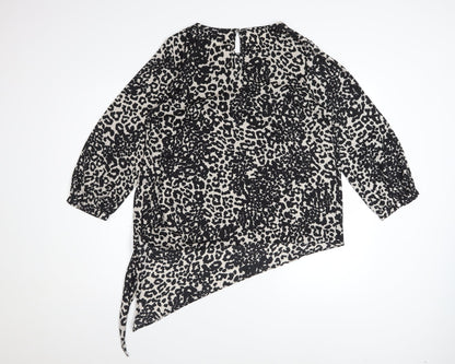 Debenhams Women's Black Animal Print Tunic Blouse Size 12
