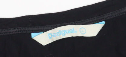 Desigual Womens Black Embroidered Sleeveless Viscose Tank Top L