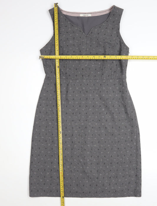 White Stuff Women Grey Size 10 Sleeveless Sheath Workwear Dress
