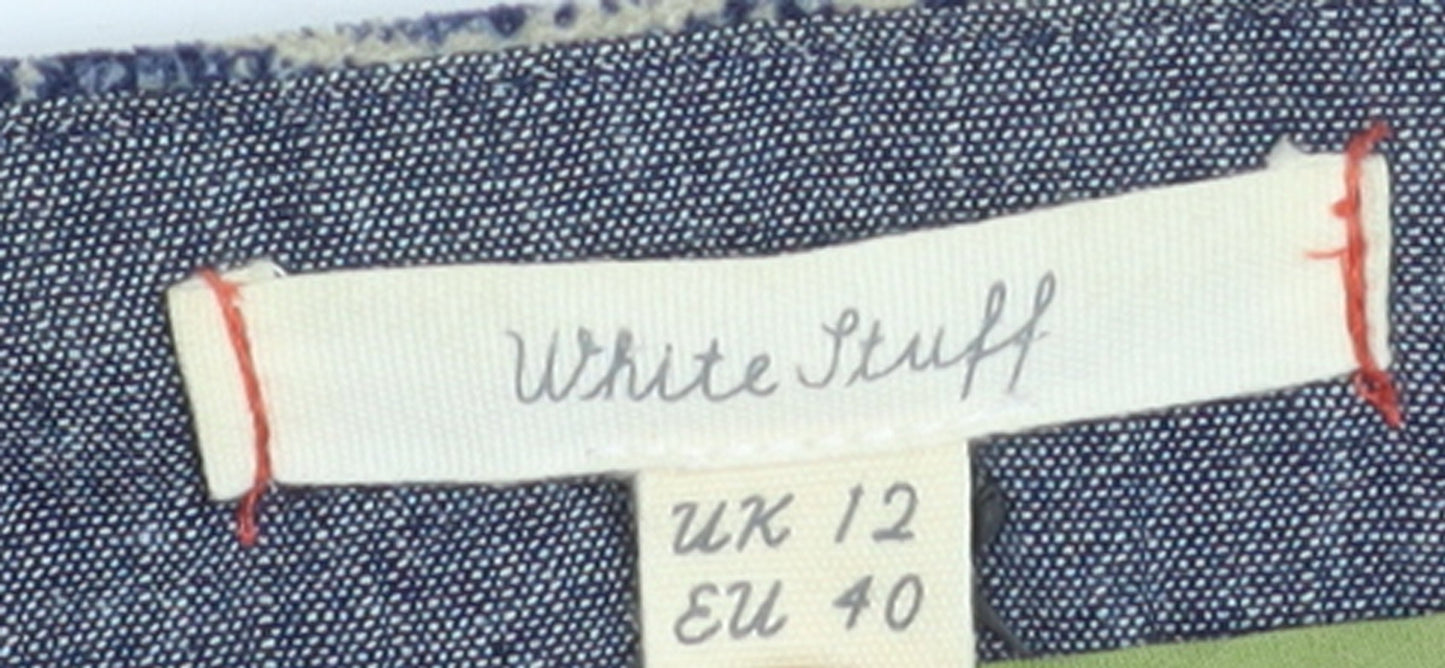 White Stuff Women's Blue Floral Cotton Stretch Pencil Skirt UK 12