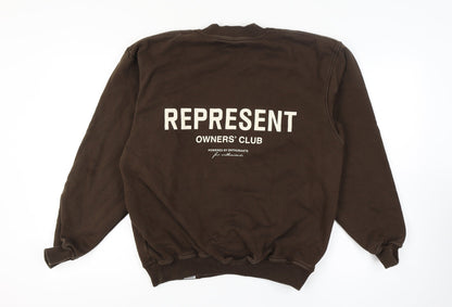 Represent Men's Brown Crew Neck Pullover Sweatshirt M