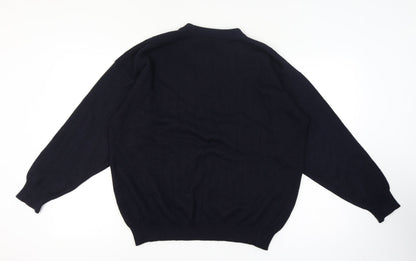Jaeger Men's Blue Wool Blend Crew Neck Pullover Jumper Medium