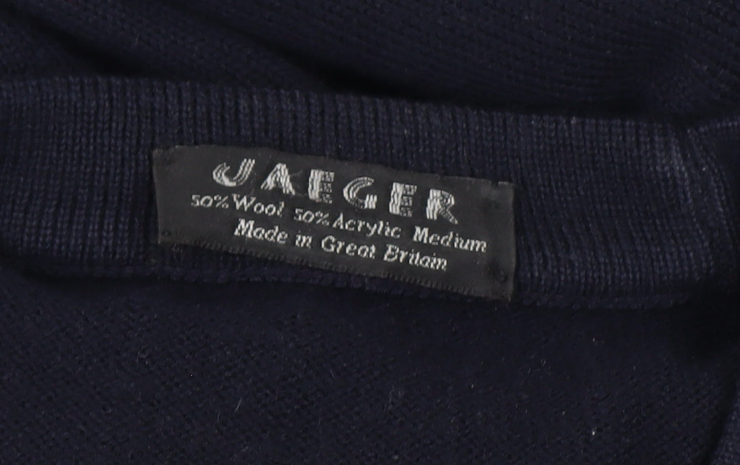 Jaeger Men's Blue Wool Blend Crew Neck Pullover Jumper Medium