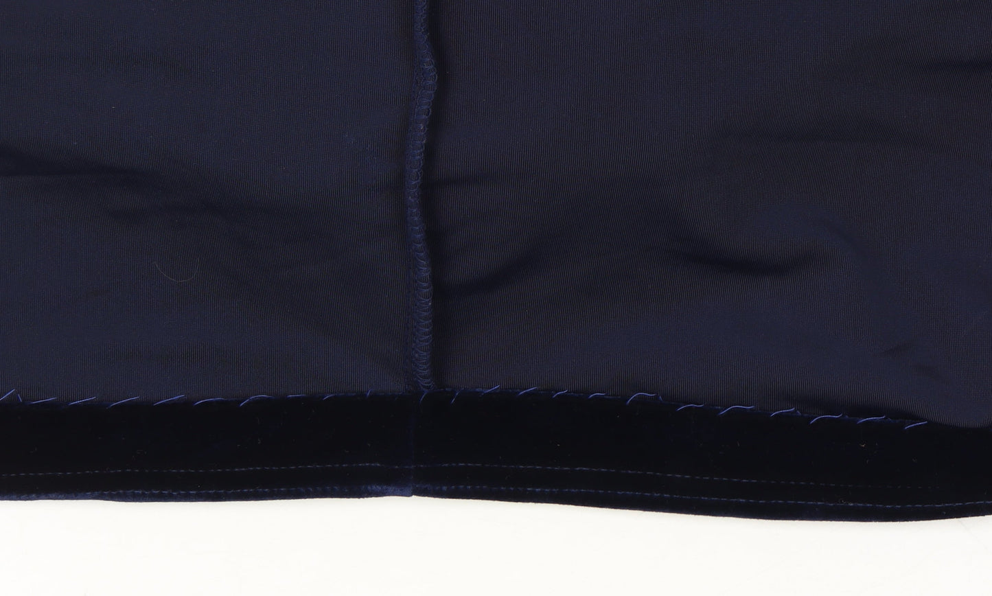 Jessica Petites Blue Velvet Beaded Sleeveless Knee Length Sheath Dress Size 16
