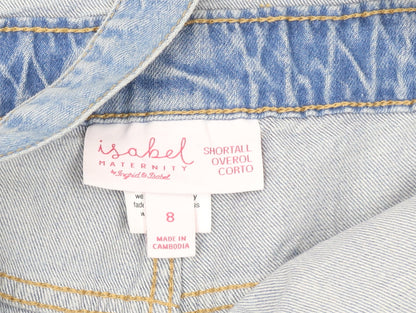 Isabel Maternity Blue Denim Distressed Dungaree Shorts Women’s Size 8