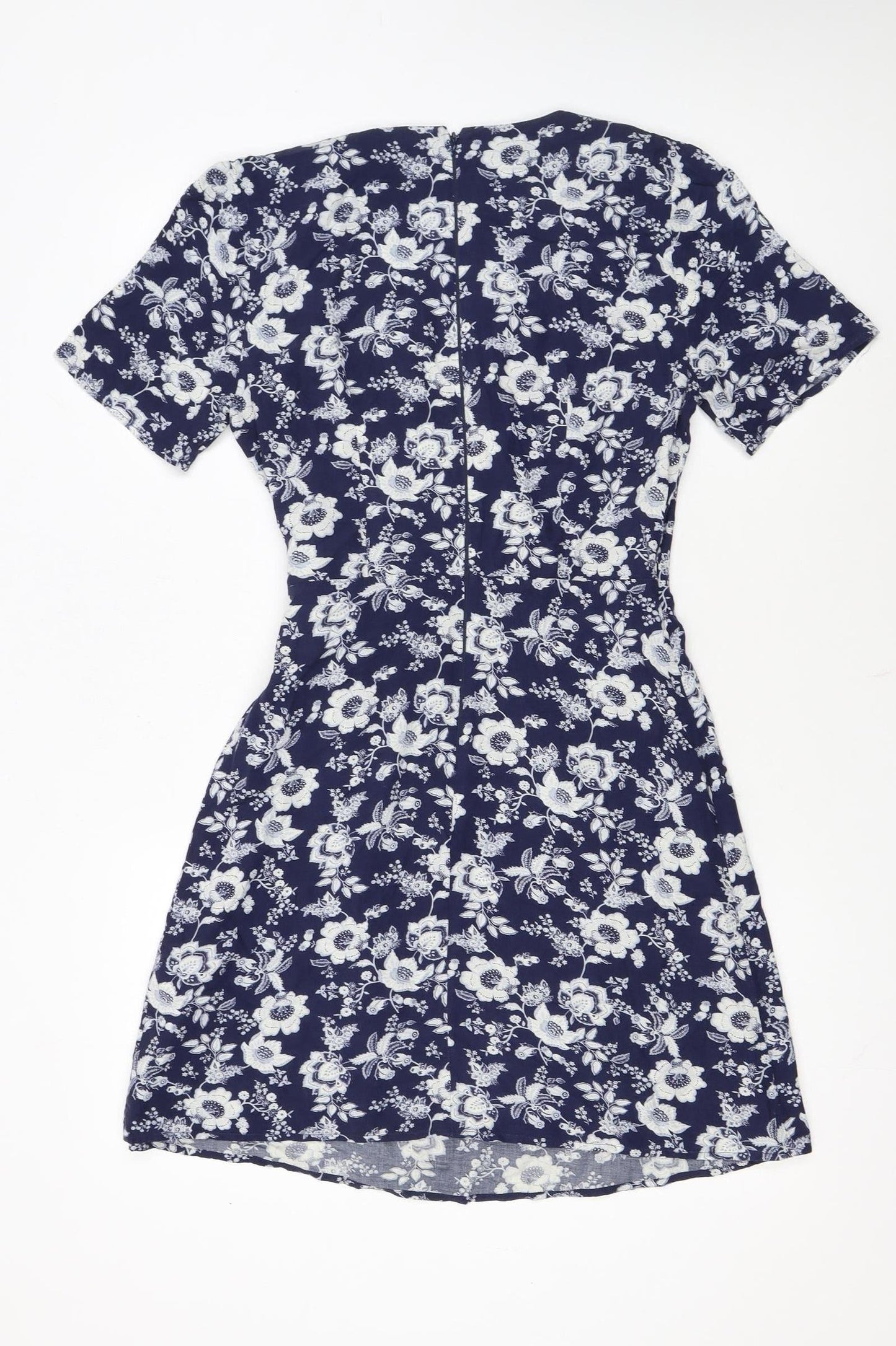 Warehouse Women's Blue Floral Wrap Short Dress Size 6