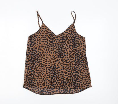 New Look Women Brown Animal Print Camisole Tank Top Size 8