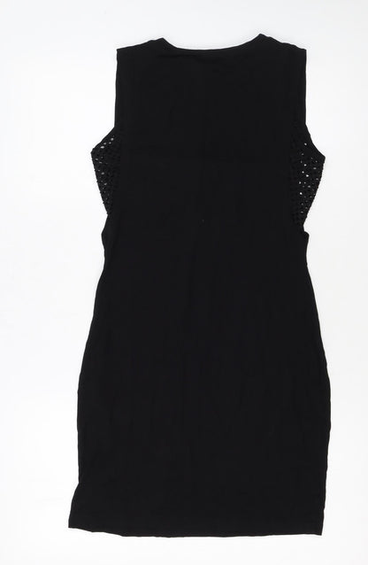 Select Womens Black Size 10 Rock Graphic Sleeveless T-Shirt Dress