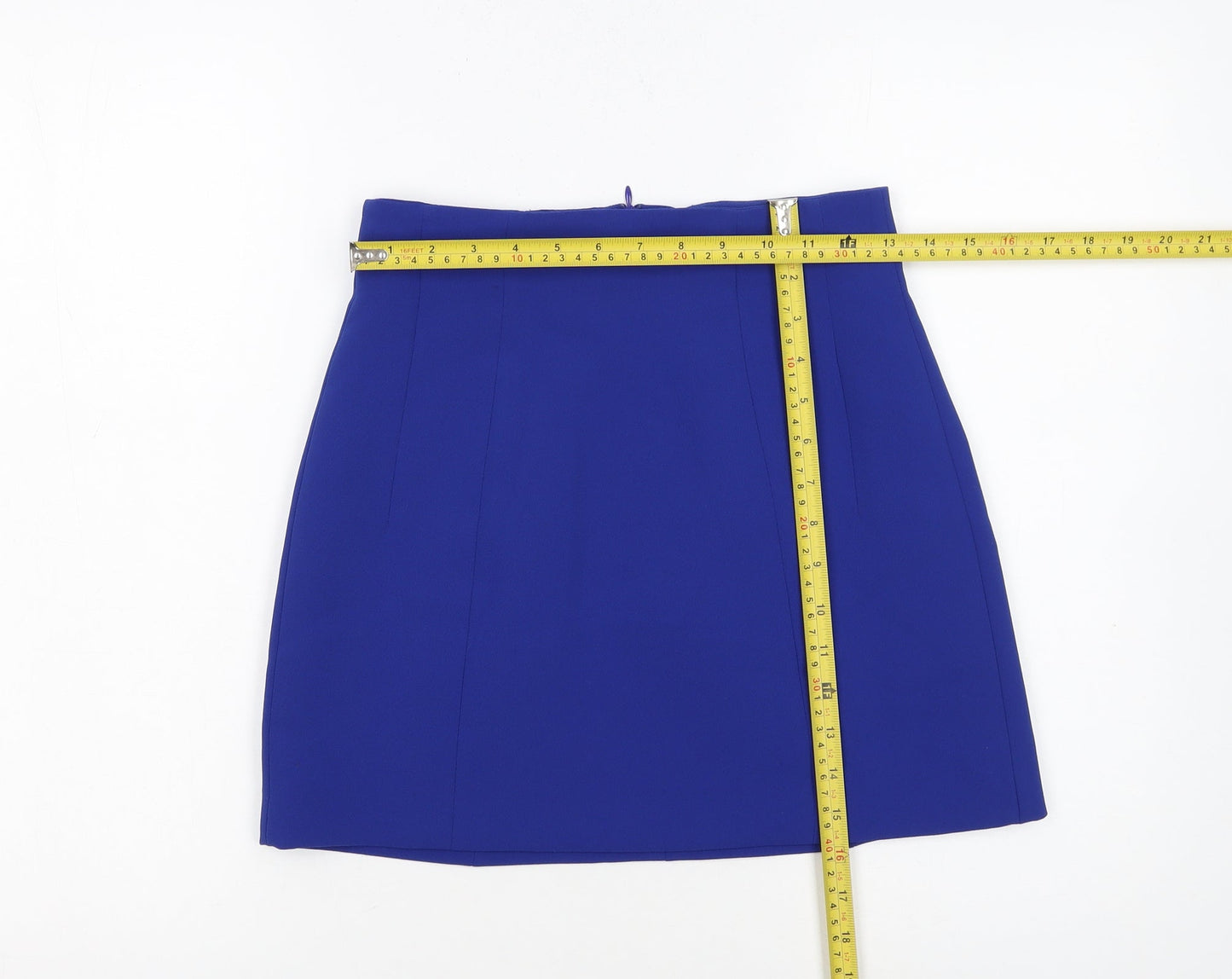ZARA Women Blue XS Short Pencil Skirt Polyester High Rise