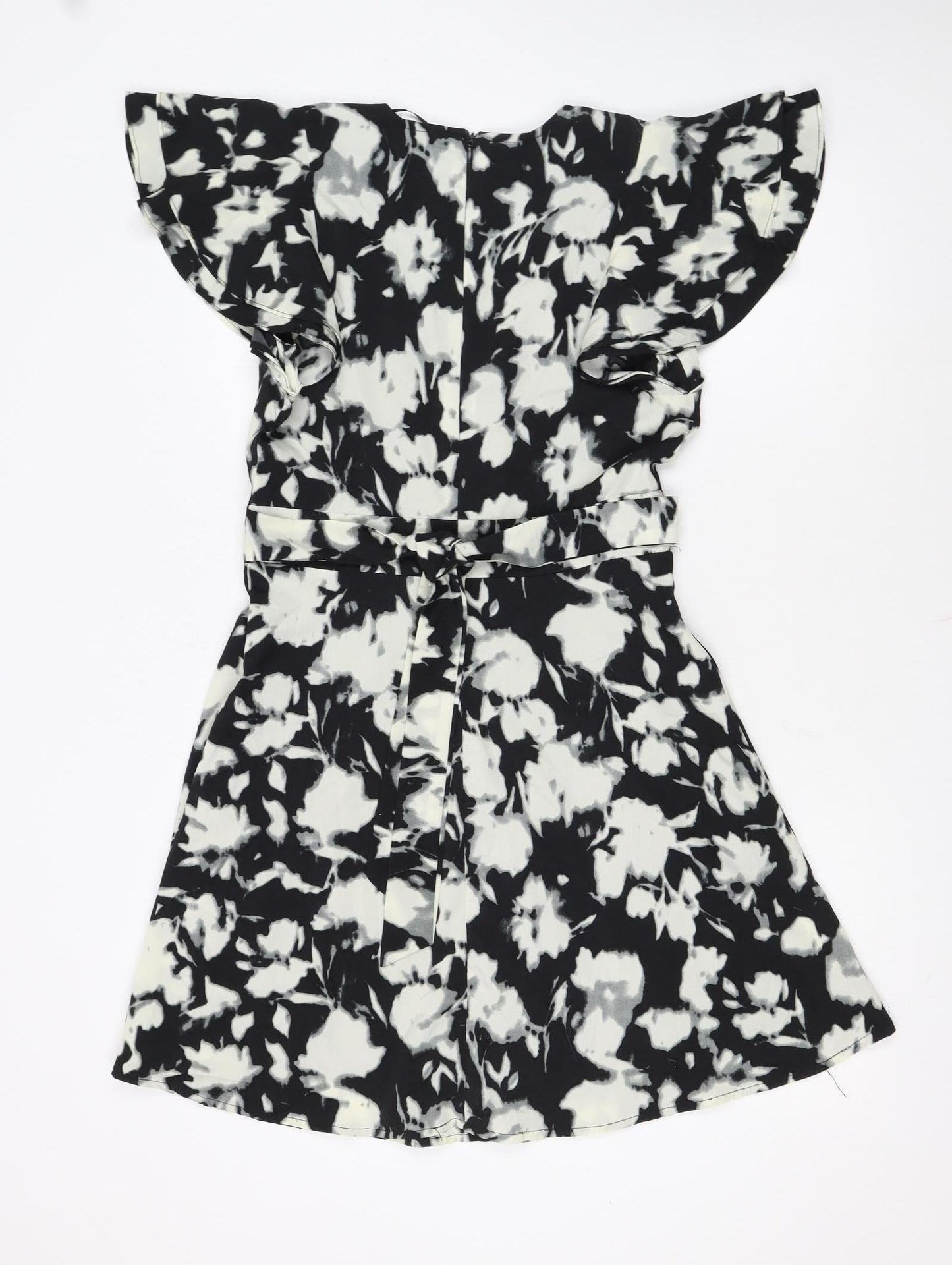 Blue Vanilla Women's Black Floral A-Line Short Dress Size 8