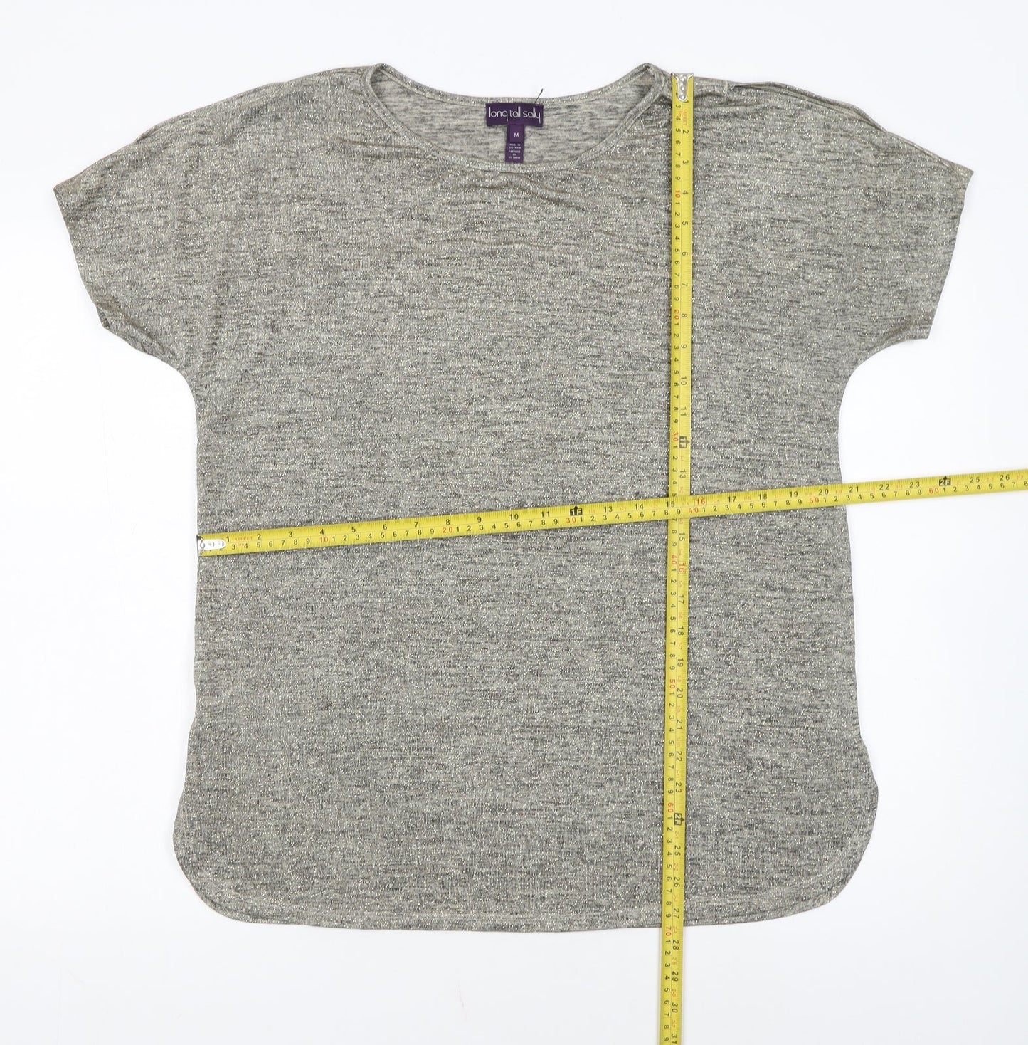 Long Tall Sally Women's Grey Basic Short Sleeve Jersey T-Shirt M Tall