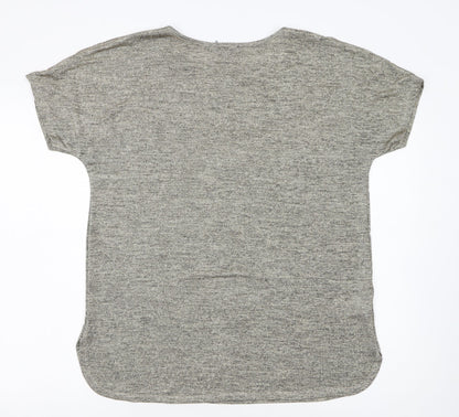 Long Tall Sally Women's Grey Basic Short Sleeve Jersey T-Shirt M Tall
