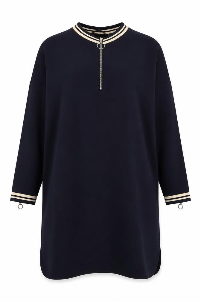 Zara Women Black Shift Dress S High Neck Zip Knit Casual Classic