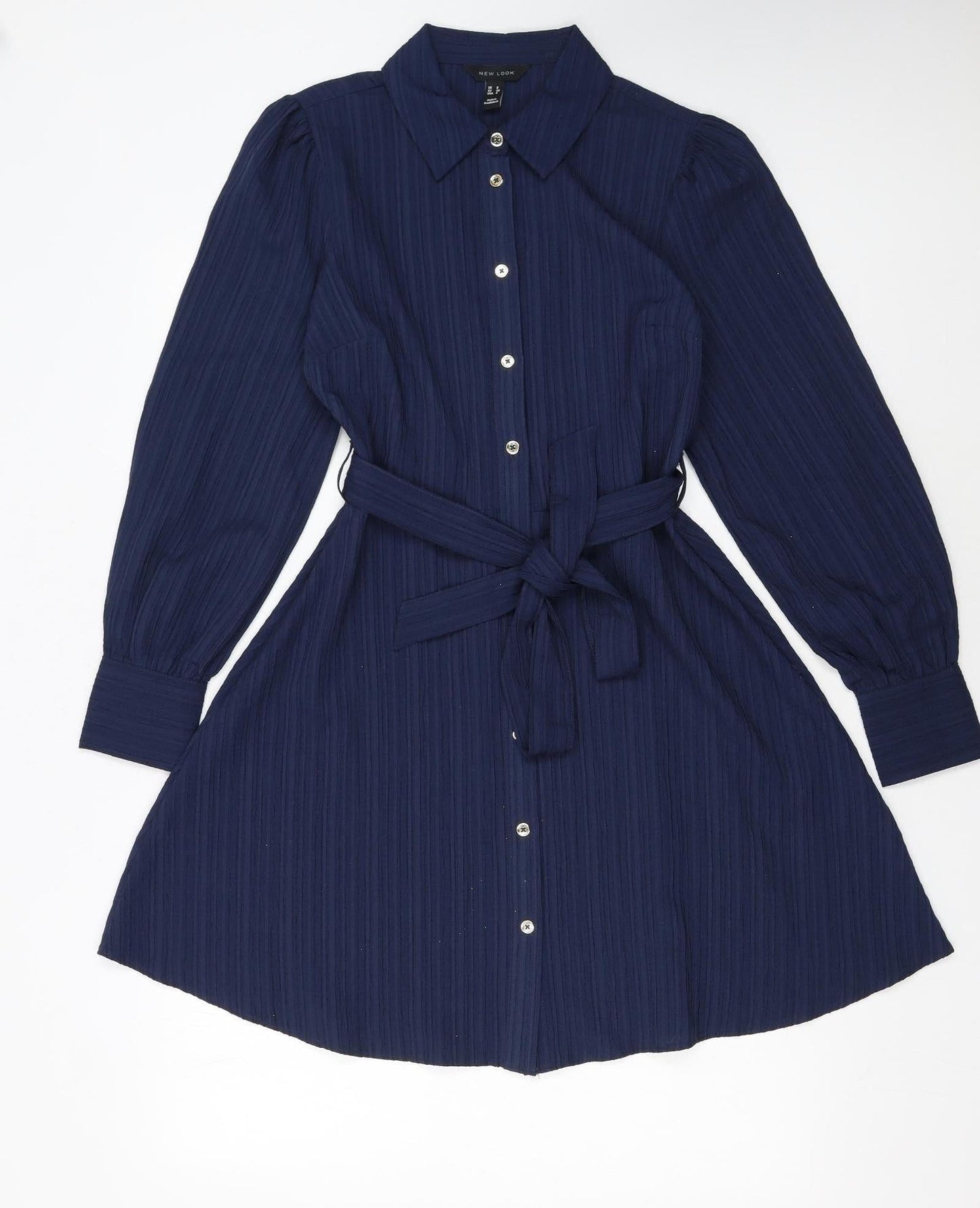 New Look Women's Blue Long Sleeve Shirt Dress Size 8