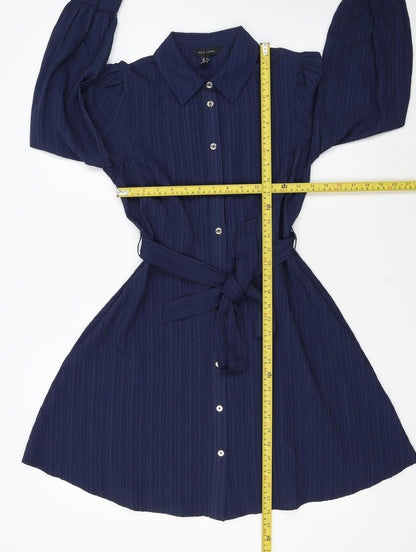 New Look Women's Blue Long Sleeve Shirt Dress Size 8