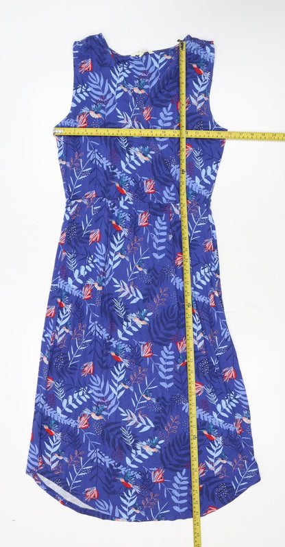 White Stuff Women's Blue Floral Sleeveless A-Line Dress Size 10