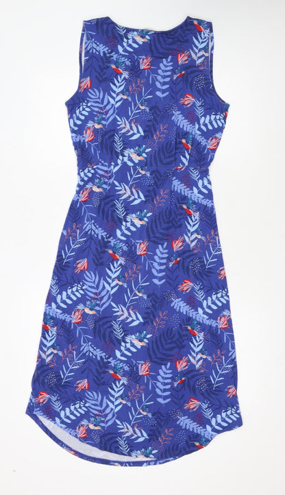 White Stuff Women's Blue Floral Sleeveless A-Line Dress Size 10