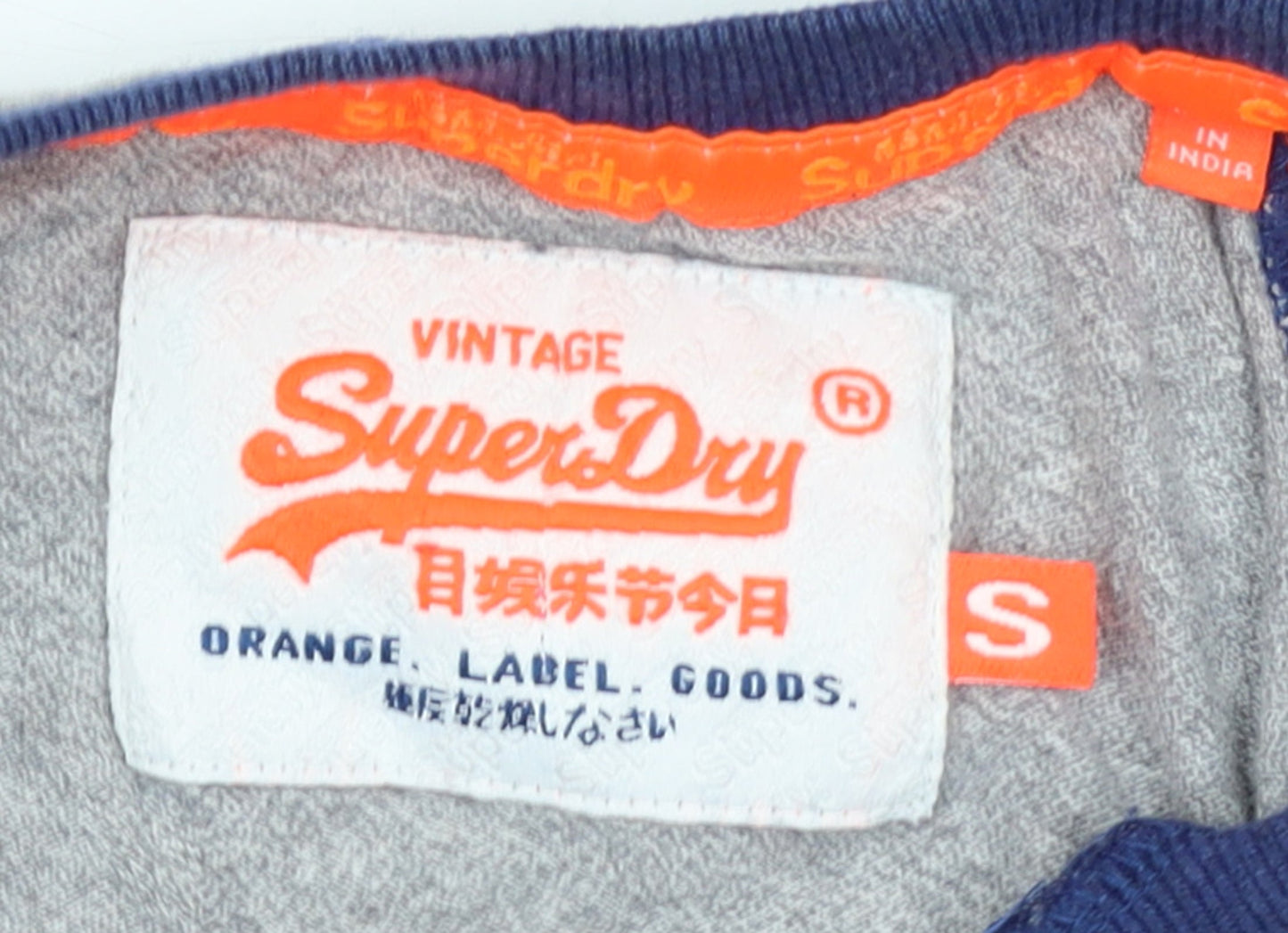 Superdry Men's Grey Blue Long Sleeve Crew Neck Slim Fit T-Shirt S
