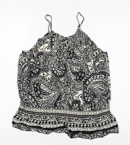 QED London Women’s Black Paisley Viscose Camisole Top Size 14