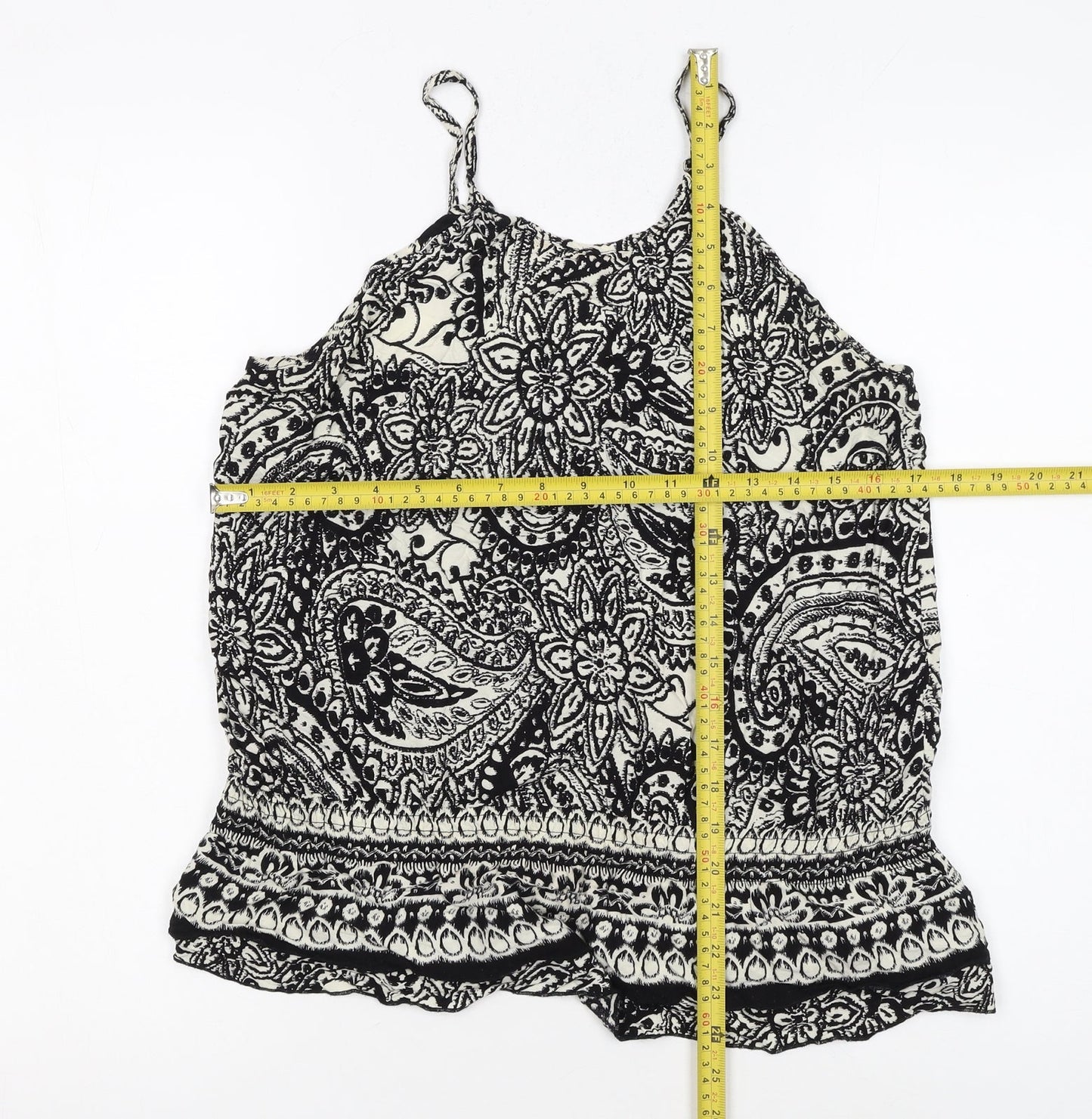 QED London Women’s Black Paisley Viscose Camisole Top Size 14
