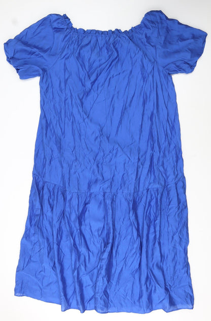 H&M Women's Blue Off Shoulder Shift Dress Size 14