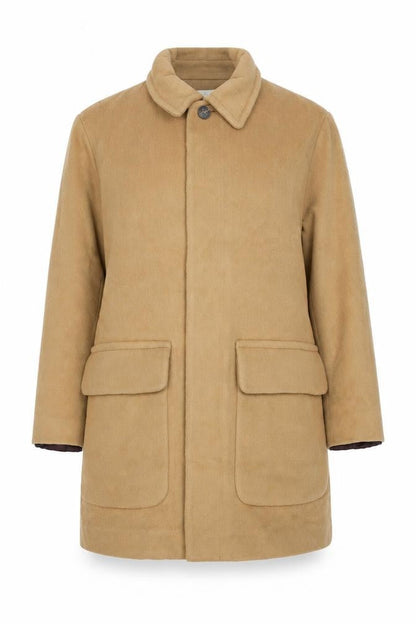 Paradox Women Beige Wool Blend Mid-Length Overcoat Size S