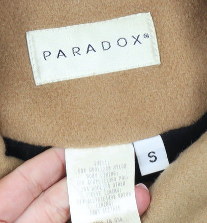 Paradox Women Beige Wool Blend Mid-Length Overcoat Size S