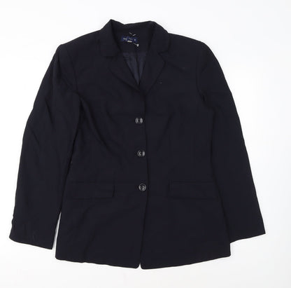 Ann Taylor Women's Navy Blue Wool Blend Blazer Size 14 Single-Breasted