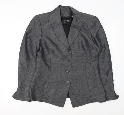 Dana Buchman Women’s Grey Tweed Blazer Size 8 Single-Breasted Jacket