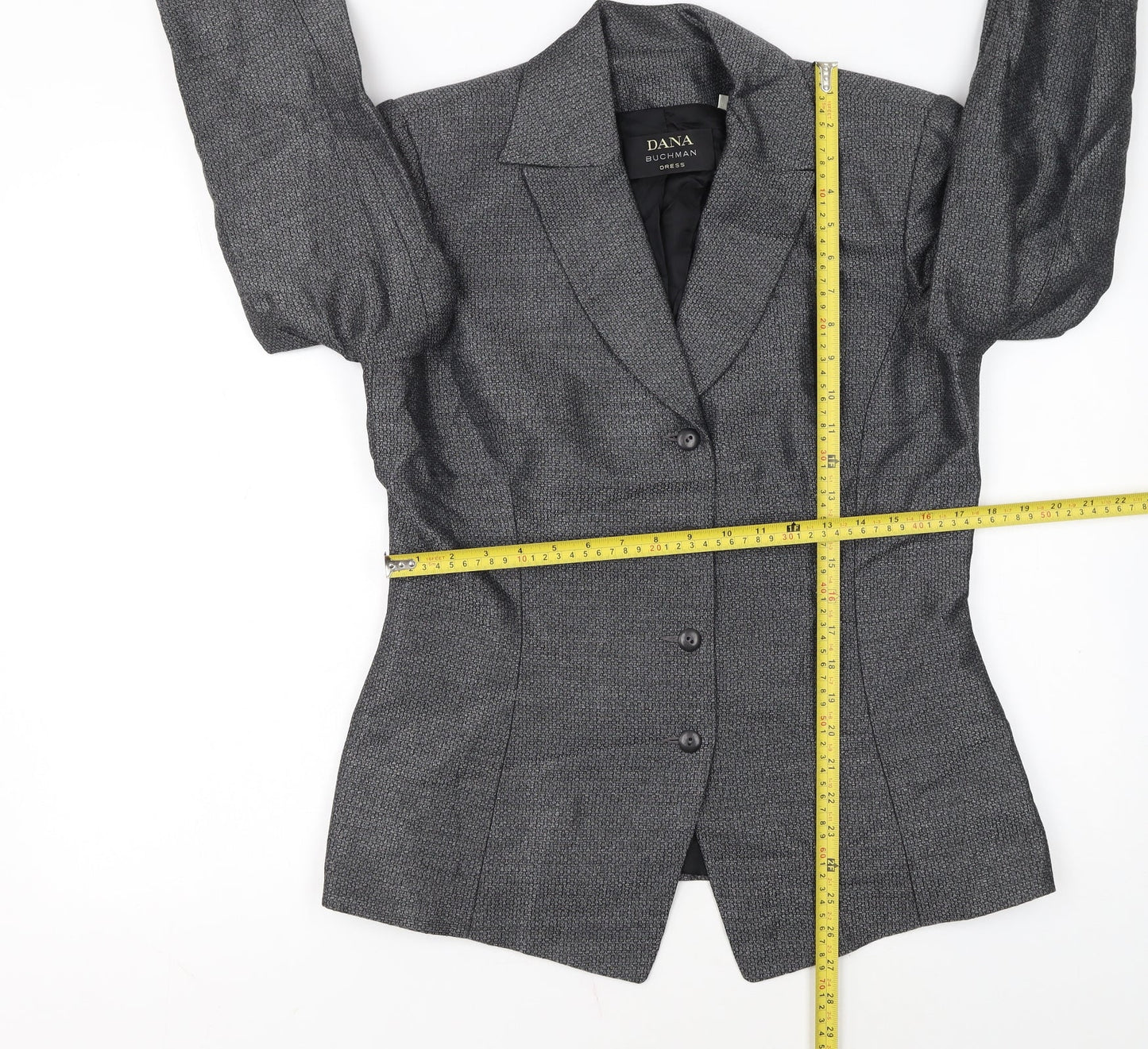 Dana Buchman Women’s Grey Tweed Blazer Size 8 Single-Breasted Jacket