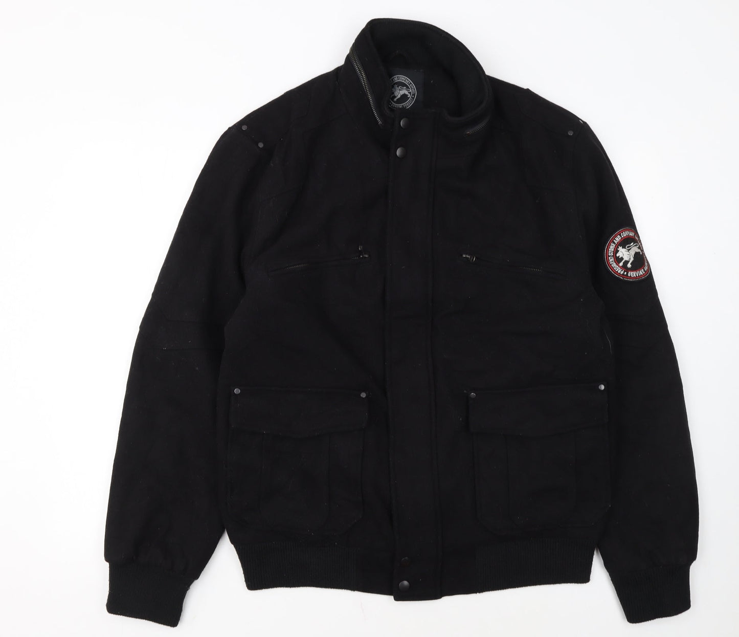 President Stone & Company Men’s Black Wool Blend Bomber Jacket M