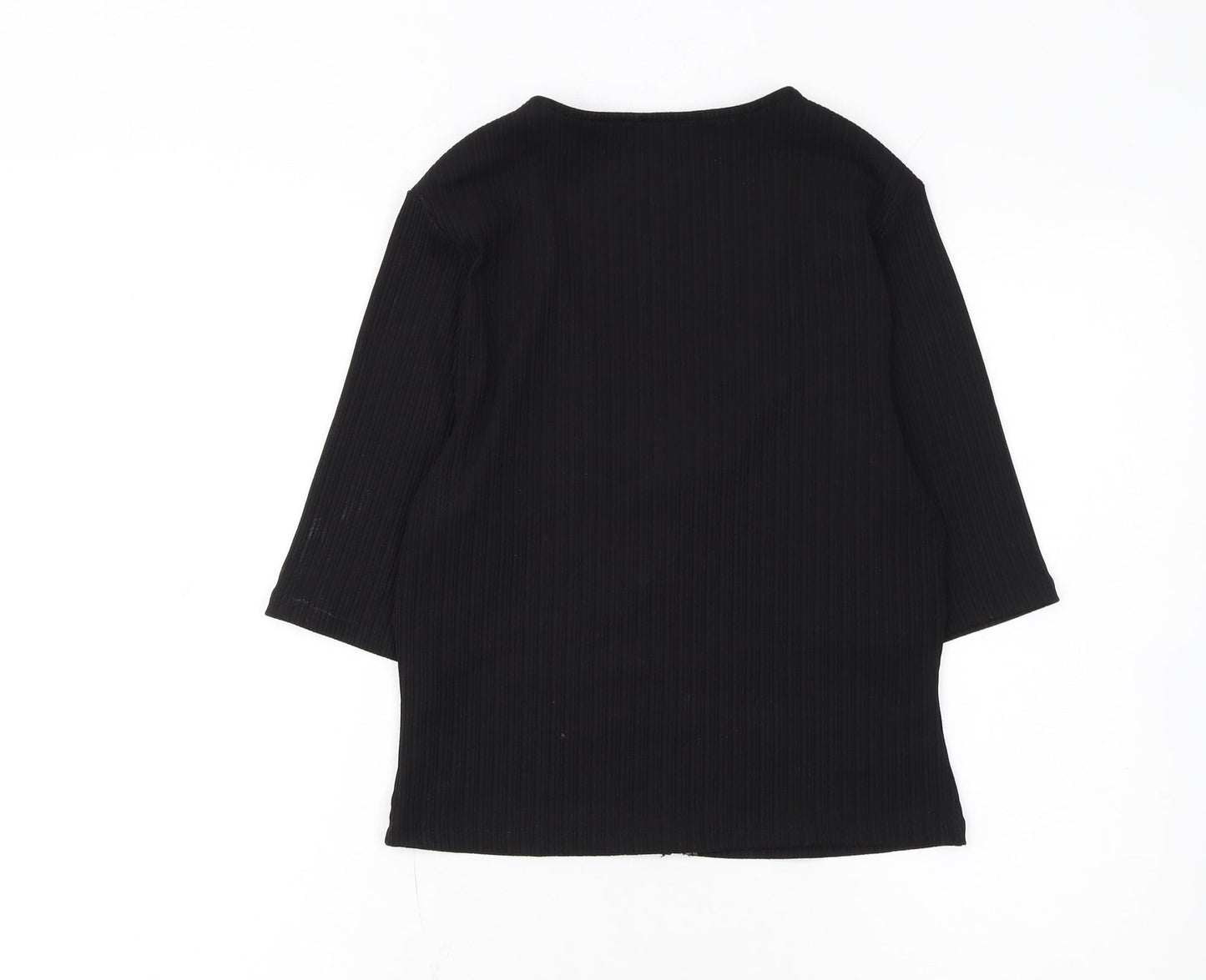 River Island Women’s Black Ribbed Zip Front Cropped Top Size 14