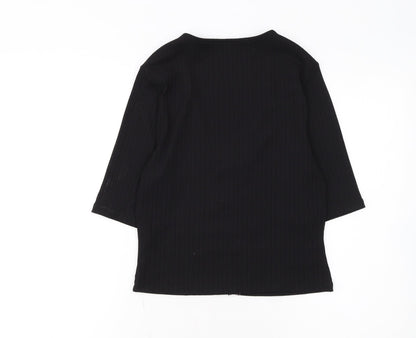River Island Women’s Black Ribbed Zip Front Cropped Top Size 14