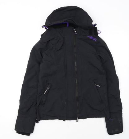 Superdry Womens Black Windbreaker Hooded Jacket Size S
